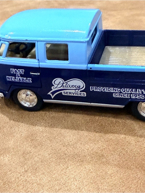 VW Bus Pickup Toy Diecast Blue Delivery Truck Vintage Style EUC - Picture 5 of 8